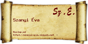 Szanyi Éva névjegykártya